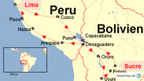Bild: Karte der Reiseroute durch Bolivien