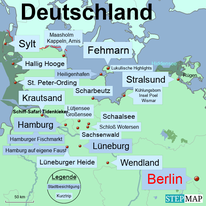 Bild: Karte mit den Kurztrips in Deutschland