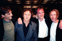 Quentin Tarantino, entouré de Harvey Keitel, et Tim Roth - Festival de Cannes 1992