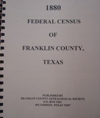 Cover of 1880 Federal Census of Franklin County, Texas