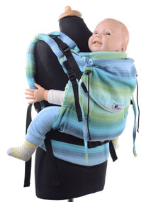 Huckepack Full Buckle Toddler, mitwachsende Tragehilfe , gut gepolsterte Träger und Hüftgurt, wird mit Schnallen geschlossen.