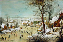 Winterlandschaft mit Eisläufern und Vogelfalle