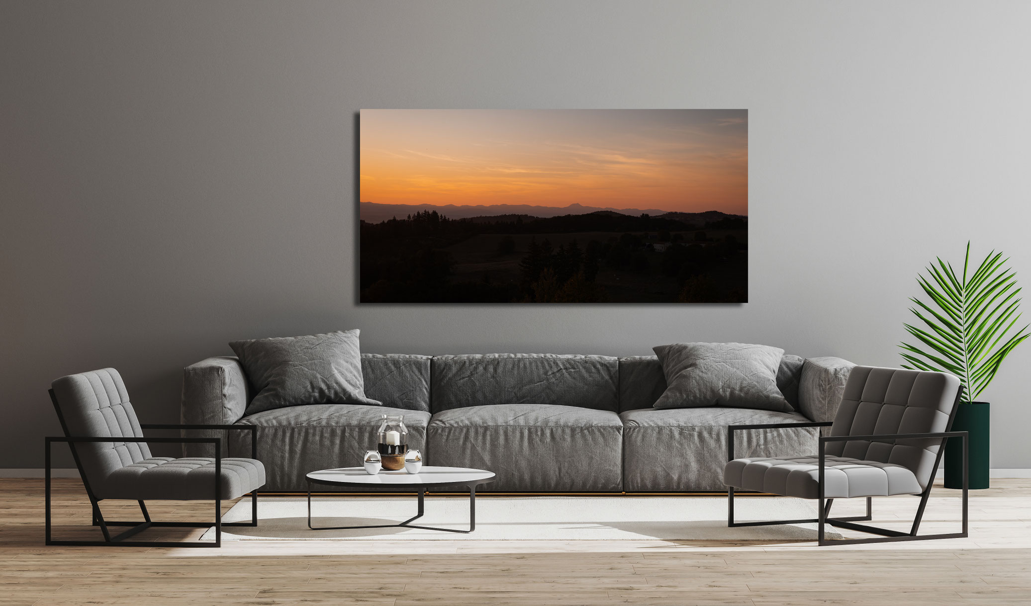 Photo panoramique Puy-de-Dôme - Coucher de soleil