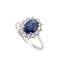 Anello Principessa in oro bianco con zaffiro gr. 2.7