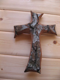 Holz-Kreuz "Rinde" (H=25cm)