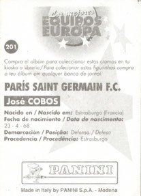 N° 201 - José COBOS (Verso)