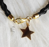 Pferdehaar Armband mit Sternanhänger am Verschluss Gold vergoldet