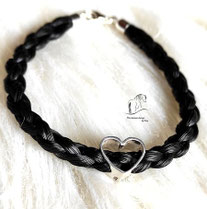 Pferdehaar Schmuck- Armband mit offenem Herz 925 Silber