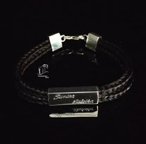 Pferdehaar Armband mit breiter Hülse für 2 Pferde und 2 Gravuren 925er Silber