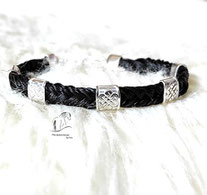 Armband aus Pferdehaar mit 5 flachen Hülsen aus 925 Silber 