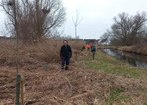 Helfer bei der Storchenkolonie in Berkach