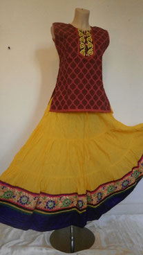 Jupe Longue Aditya Jaune+Broderies