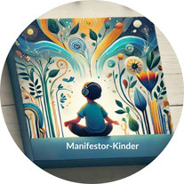 Ein modernes Titelbild mit dem Titel „Manifestor-Kinder“ in klarer Schrift, ergänzt durch spielerische Elemente, die die kreative und impulsive Natur von Manifestor-Kindern symbolisieren.