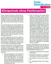 Die Freien Demokraten fordern Klimaschutz ohne Panikmache.