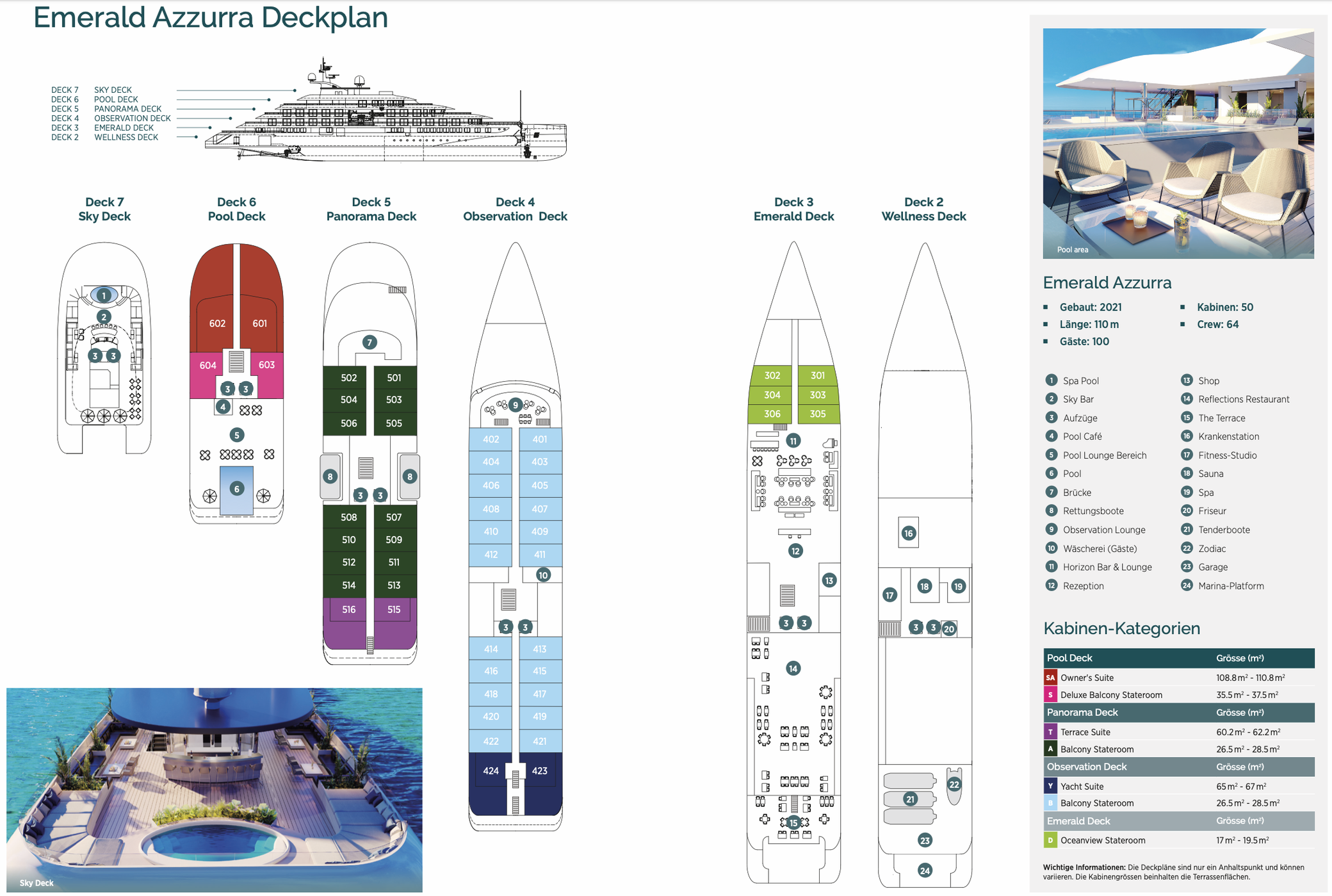 Emerald Azzurra Deckplan Emocean Luxus Kreuzfahrten