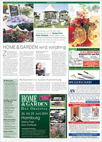 Kollektiv „HOME & GARDEN“, Juni 2014 Format: 400 x 570 mm Nordisch, mit Seitenrand Satzspiegel: 375 x 528