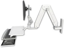 ASELP5216-WT-KUS | 壁面取付用折りたたみ式ロングアーム ワークステーション 作業トレイ付き