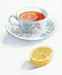 紅茶とレモン２　水彩画　福井良佑　/ Watercolor by Ryoyu Fukui