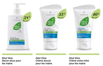 Savon Crème Aloe Vera, crème soin des mains à l'aloe vera LR, et crème soin des pieds