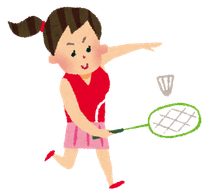 バドミントンをする女性