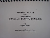 Cover of Maiden Names in the 1920 & 1930 Franklin County, Texas, Censuses