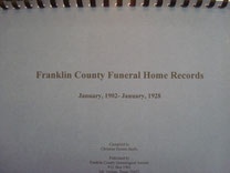 Cover of Franklin County Funeral Home Records, 1902-1928