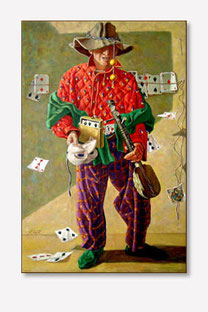 Minstrel on the Road – 90×60 cm Contemporary Oil Painting"