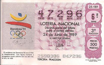 DECIMO LOTERÍA NACIONAL - Nº 47296 - 24 DE JUNIO DE 1.989 (1,50€).