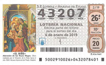 DECIMO LOTERÍA NACIONAL - Nº 43207 - 6 DE ENERO DE 2.019 (1€).