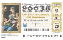 DECIMO LOTERÍA NACIONAL - Nº 96638 - 22 DE DICIEMBRE DE 2.019 (1€).