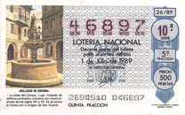 DECIMO LOTERÍA NACIONAL - Nº 46897 - 1 DE JULIO DE 1.989 (1,50€).