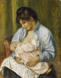 Eine Frau stillt ein Kind