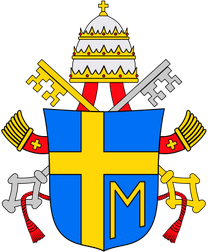 https://de.m.wikipedia.org/wiki/Johannes_Paul_II.; Wappen Johannes Pauls II. Der Wahlspruch Johannes Pauls, Totus tuus („Ganz dein“), und das M im rechten unteren Quadranten des Wappens beziehen sich auf die Gottesmutter.