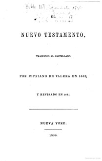 Reina valera bible 1850 title page