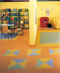 Linoleum Bodenbelag mit Intarsie