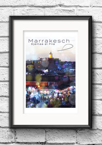 Poster Bokeh Effekt Marrakesch Markt