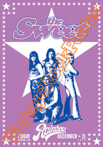 the sweet,sweet poster,sweet band,glam rock,uk glam,rock n roll,Peter Lincoln, Bruce Bisland, Richie Onori, Joe Retta,the sweet concert,live show,70s,london,birmingham,sunderland,merlbournee