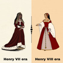 Gegenüberstellung Damenkleidung Heinrich VII und Heinrich VIII
