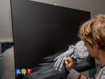 schwarz und weiß mit Acrylfarben