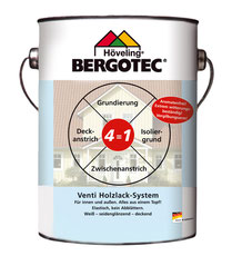 Bergotec Venti Holzlack-System 4  in 1 - Isolier-, Vor-, Zwischen- und Deckanstrich - innen und außen - weiß