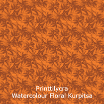 joustava kangas printti lycra Watercolor Floral Kurpitsa