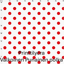 joustava kangas printti lycra Valkoinen-Punainen Polka Pallo
