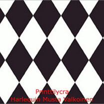 joustava kangas printti lycra Harlequin musta valkoinen