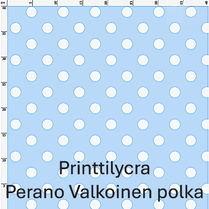 joustava kangas printti lycra Valkoinen Perano Polka Pallo 