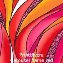 joustava kangas printti lycra Carousel Flame red