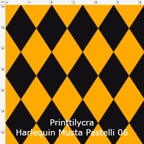 joustava kangas printti lycra Harlequin musta pastelli 06