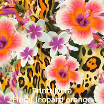 joustava kangas printti lycra Floral leopard orange