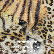 joustava kangas printti lycraPatchwork Fur holo