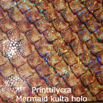 joustava kangas printti lycra mermaid kulta holo