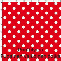 joustava kangas printti lycra Valkoinen-Punainen Polka Pallo